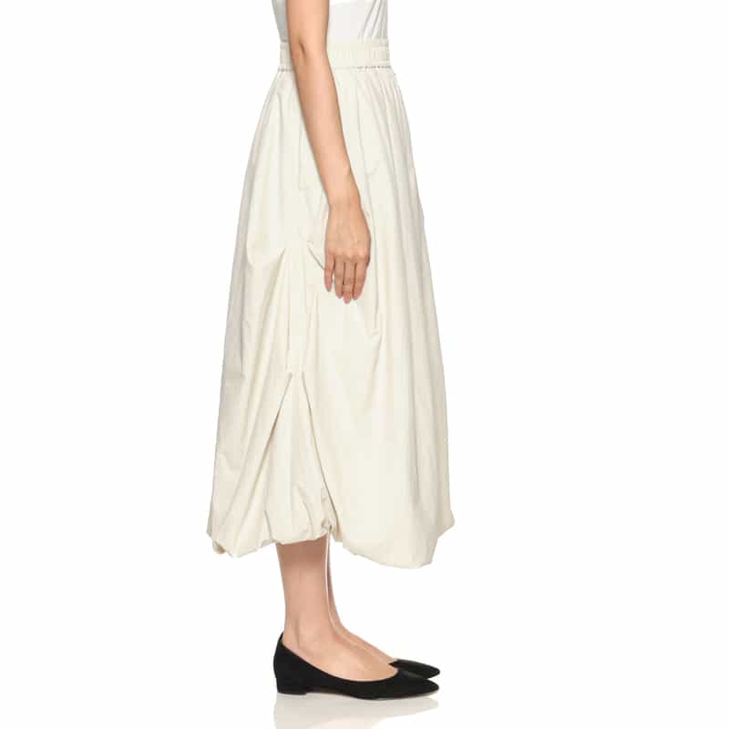 BARNEYS NEW YORK ウォッシャブル ギャザーバルーンスカート IVORY