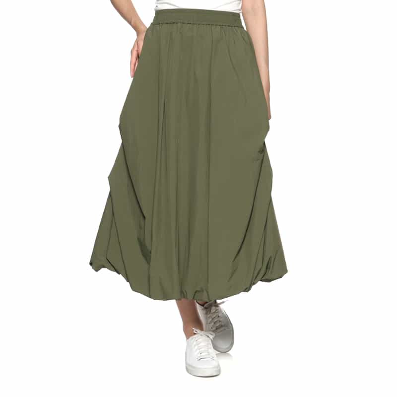 BARNEYS NEW YORK ウォッシャブル ギャザーバルーンスカート KHAKI