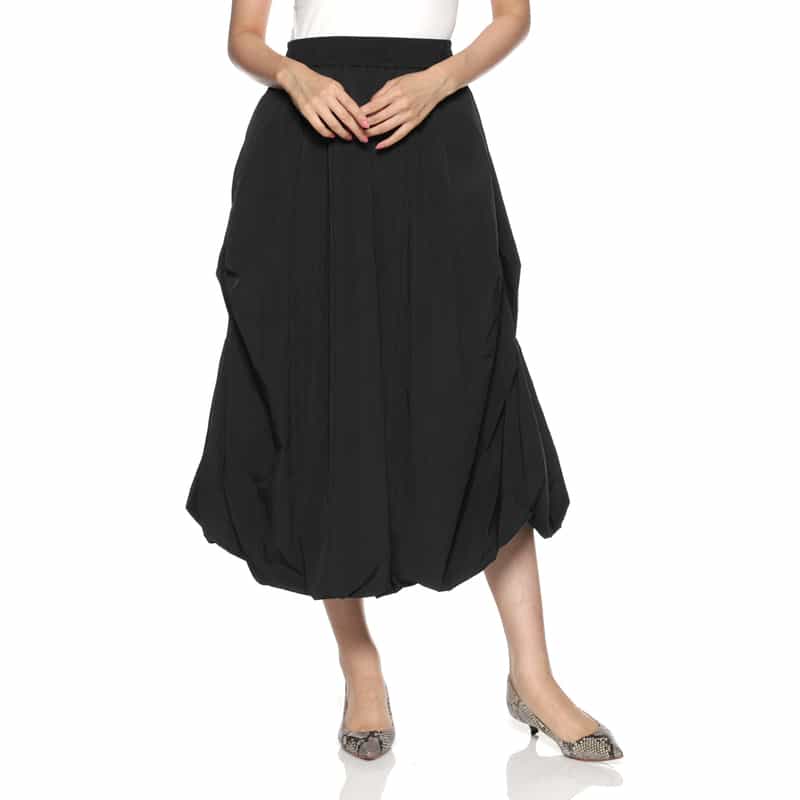 BARNEYS NEW YORK ウォッシャブル ギャザーバルーンスカート BLACK