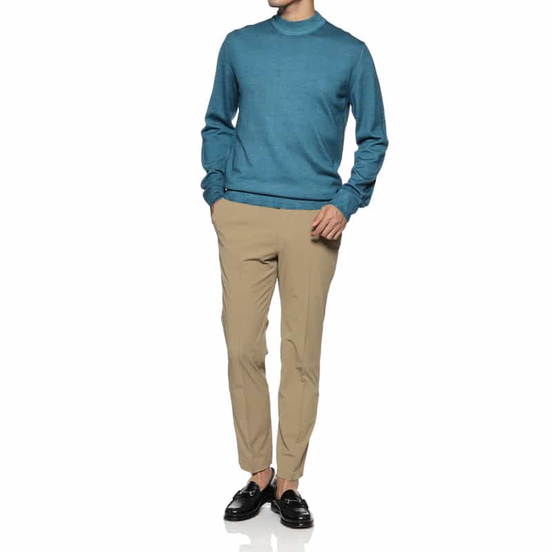 CRUCIANI CRUCIANI＜クルチアーニ＞ モックネックニットプルオーバー TURQUOISE