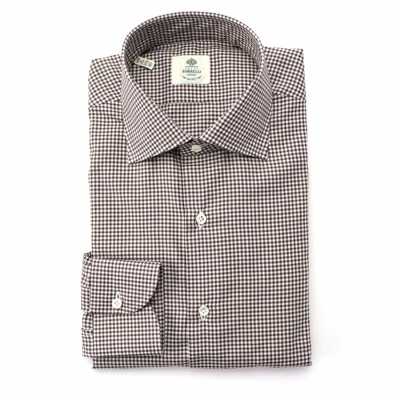 LUIGI  BORRELLI LUIGI BORRELLI＜ルイジボレッリ＞ ギンガムチェック柄ドレスシャツ BROWN