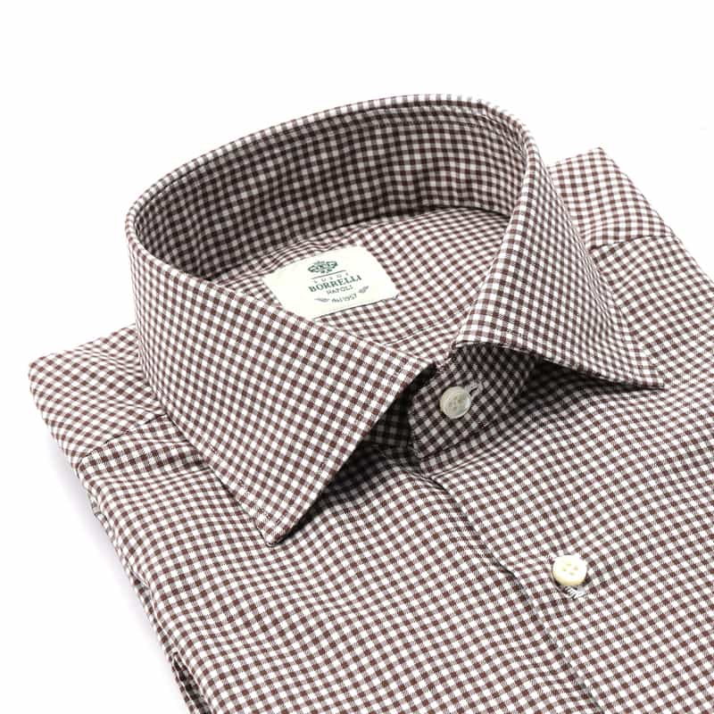 LUIGI  BORRELLI LUIGI BORRELLI＜ルイジボレッリ＞ ギンガムチェック柄ドレスシャツ BROWN