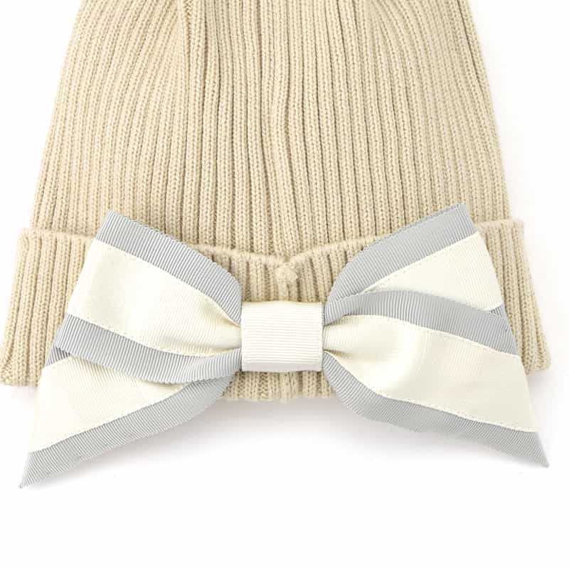 ATHENA NEW YORK ATHENA NEW YORK＜アシーナ ニューヨーク＞リボン付きニットキャップ "NAYA" IVORY