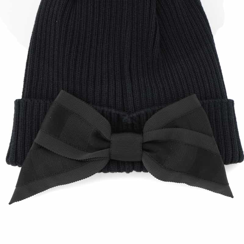 ATHENA NEW YORK ATHENA NEW YORK＜アシーナ ニューヨーク＞リボン付きニットキャップ "NAYA" BLACK