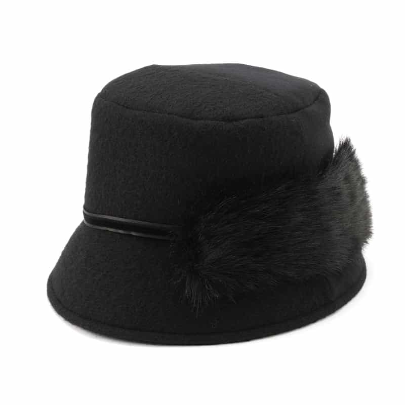 ATHENA NEW YORK ATHENA NEW YORK＜アシーナ ニューヨーク＞フェイクファー付きハット "TEDDY" BLACK