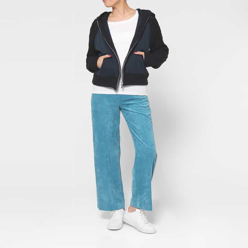 BARNEYS NEW YORK 異素材コンビネーション ジップアップパーカー NAVY