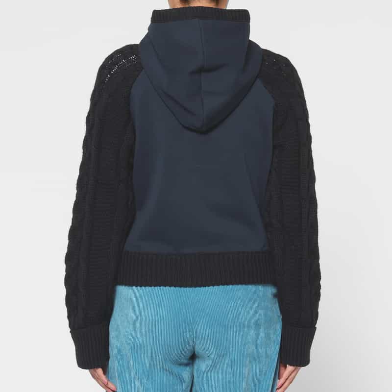 BARNEYS NEW YORK 異素材コンビネーション ジップアップパーカー NAVY