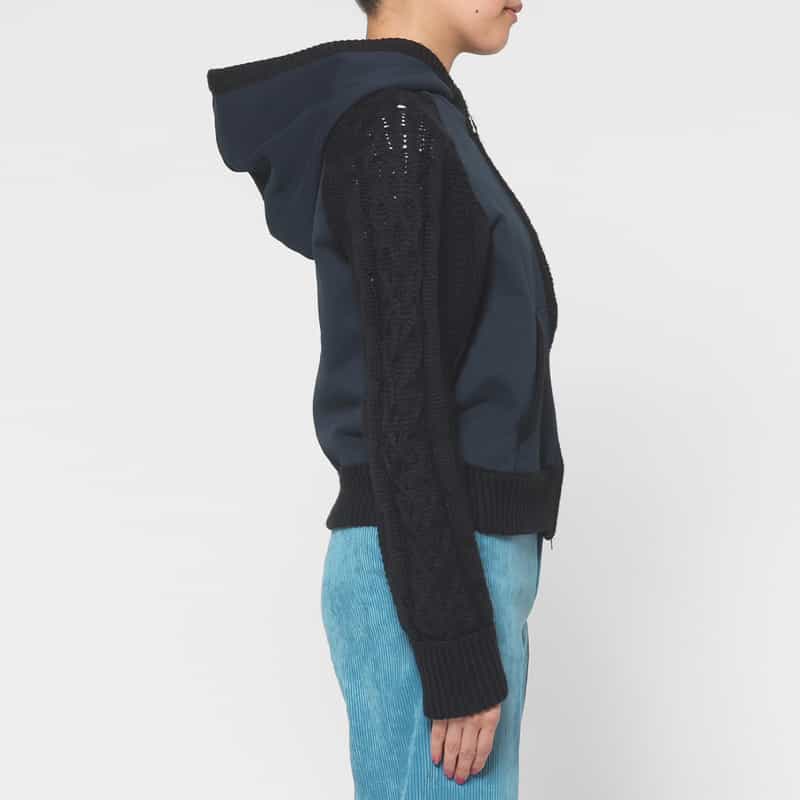 BARNEYS NEW YORK 異素材コンビネーション ジップアップパーカー NAVY