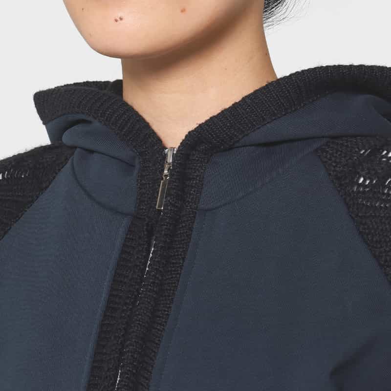 BARNEYS NEW YORK 異素材コンビネーション ジップアップパーカー NAVY