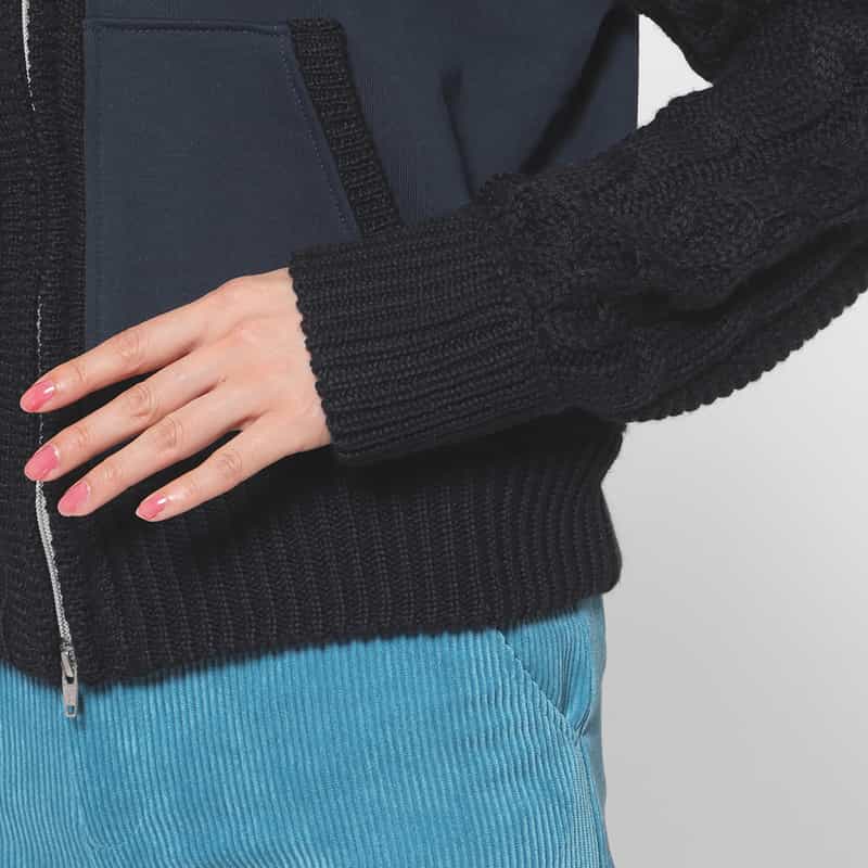 BARNEYS NEW YORK 異素材コンビネーション ジップアップパーカー NAVY