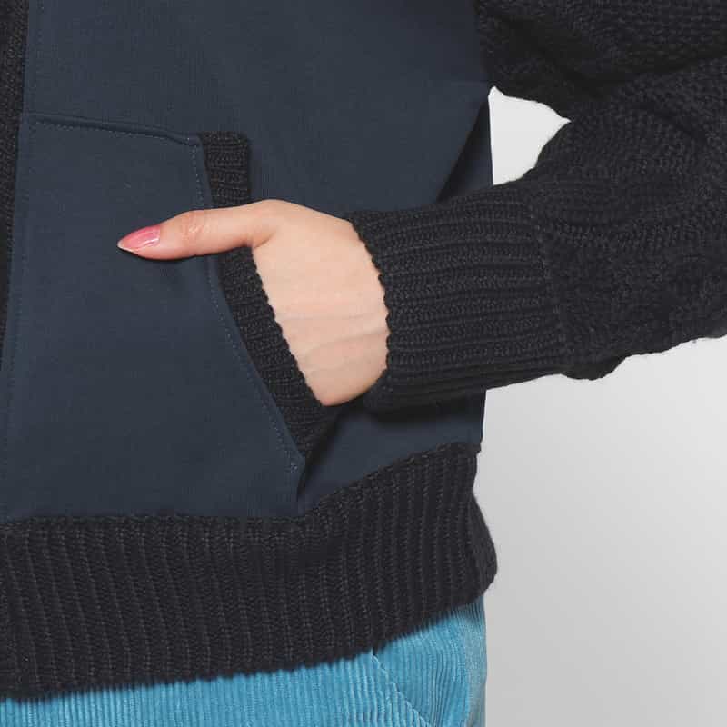 BARNEYS NEW YORK 異素材コンビネーション ジップアップパーカー NAVY