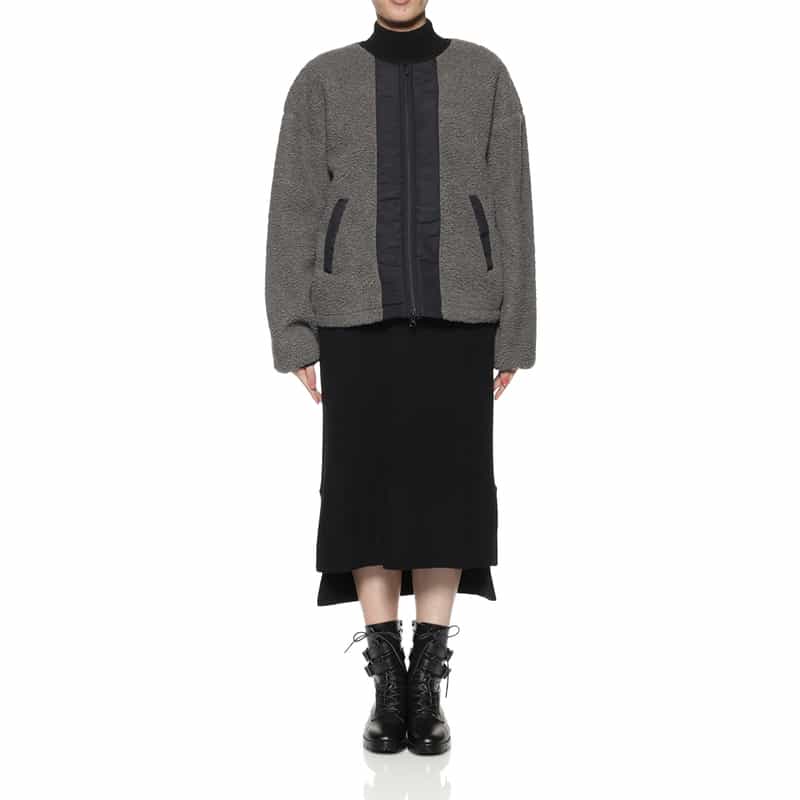BARNEYS NEW YORK ウォッシャブル ボアフリースブルゾン DARK GRAY