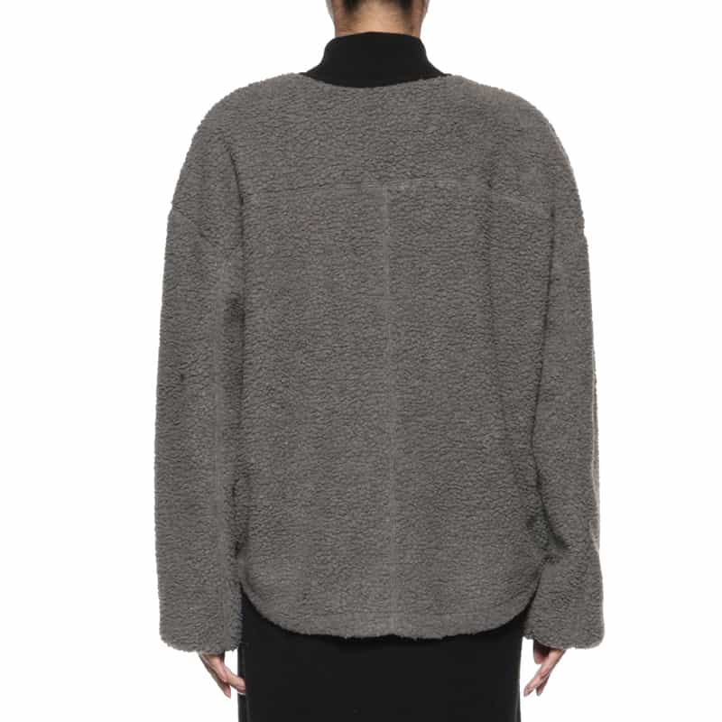 BARNEYS NEW YORK ウォッシャブル ボアフリースブルゾン DARK GRAY