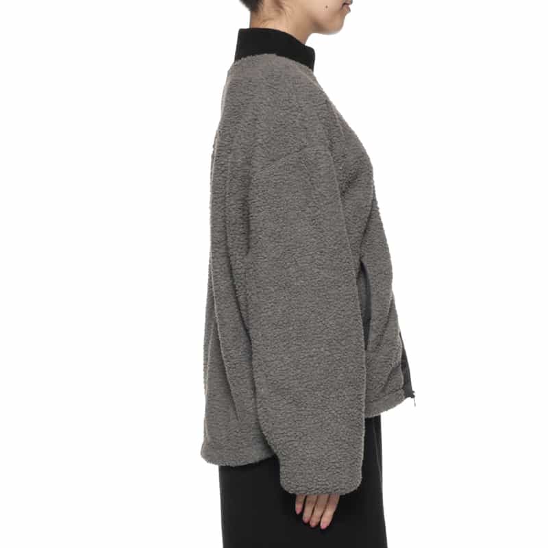 BARNEYS NEW YORK ウォッシャブル ボアフリースブルゾン DARK GRAY