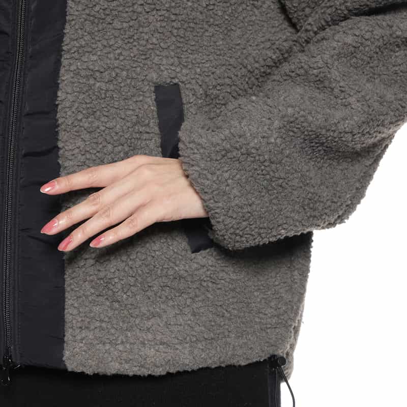 BARNEYS NEW YORK ウォッシャブル ボアフリースブルゾン DARK GRAY