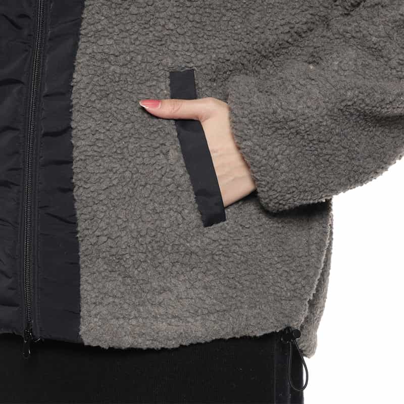 BARNEYS NEW YORK ウォッシャブル ボアフリースブルゾン DARK GRAY