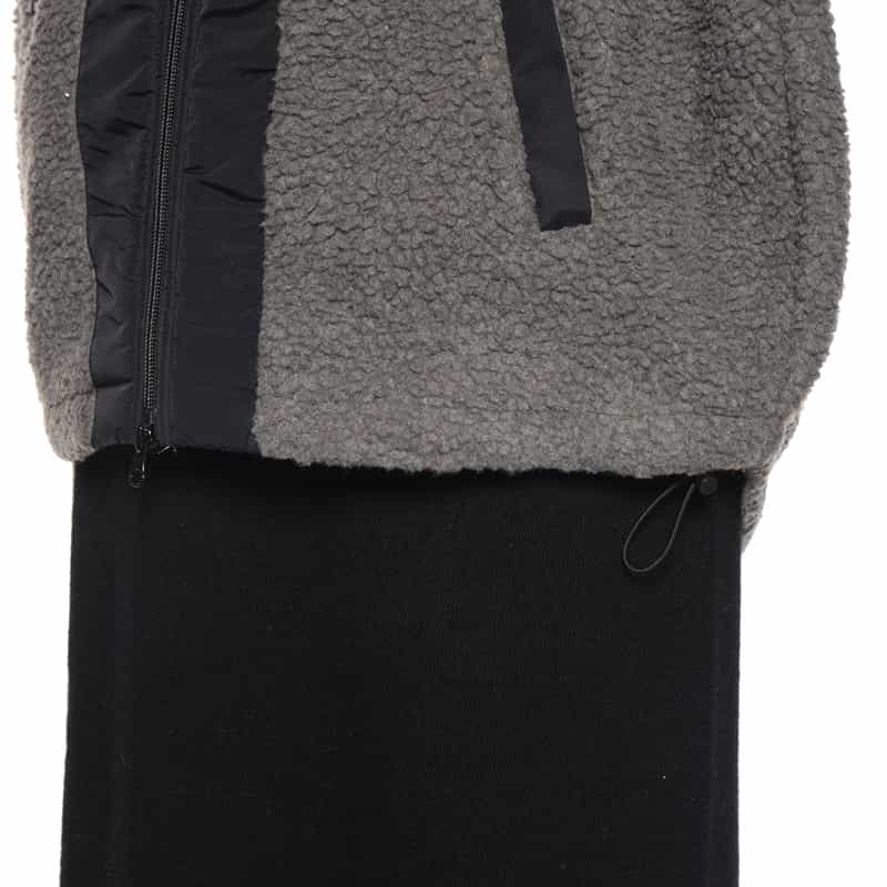 BARNEYS NEW YORK ウォッシャブル ボアフリースブルゾン DARK GRAY