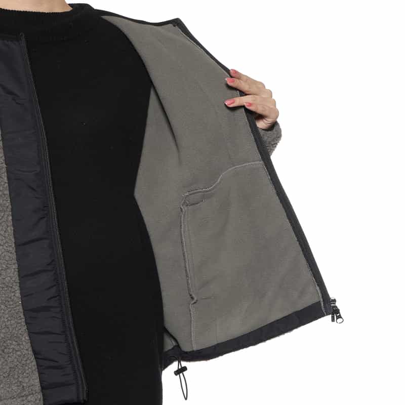 BARNEYS NEW YORK ウォッシャブル ボアフリースブルゾン DARK GRAY