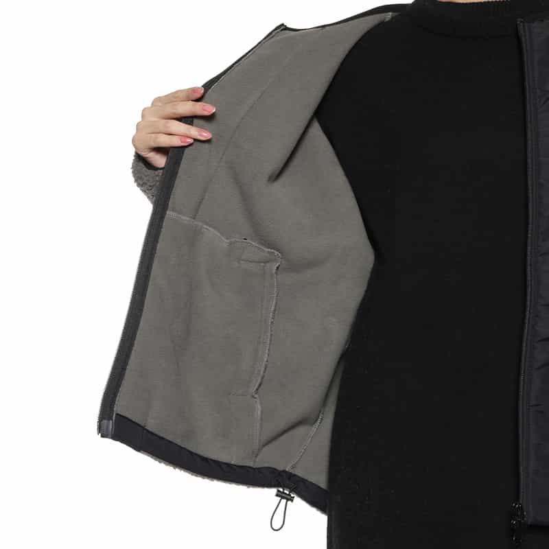 BARNEYS NEW YORK ウォッシャブル ボアフリースブルゾン DARK GRAY