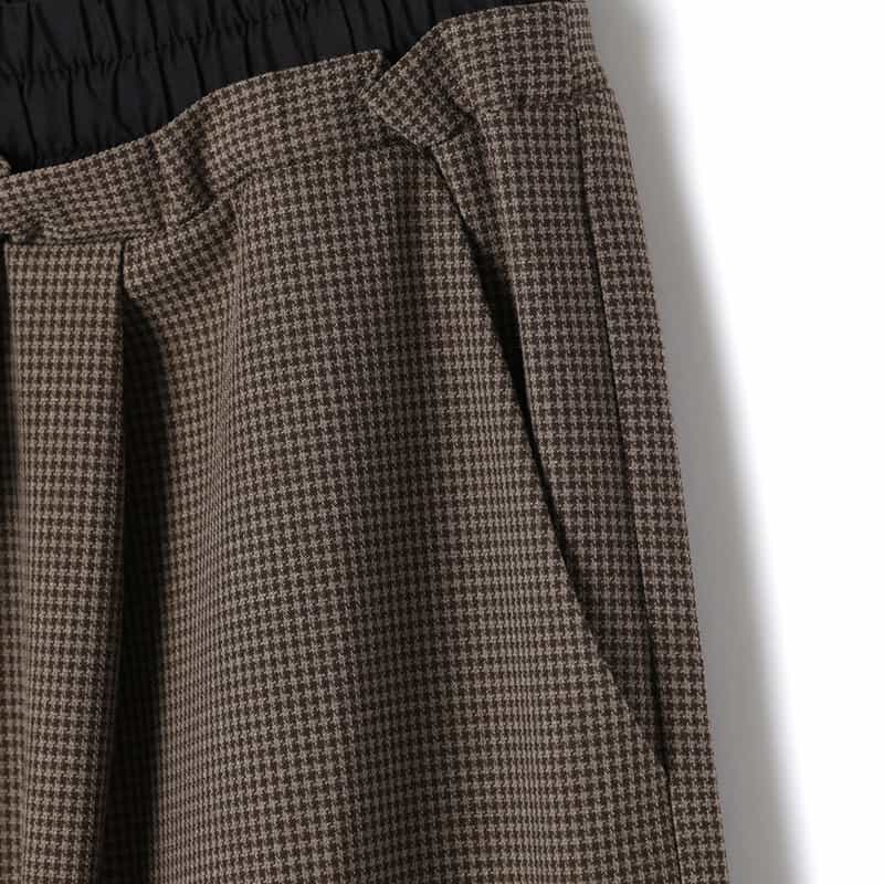 BARNEYS NEW YORK ウォッシャブル ダブルウエストワイドパンツ BROWN