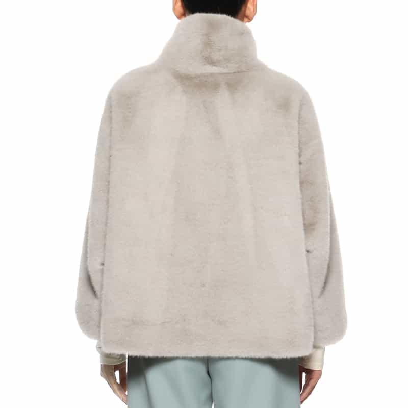 BARNEYS NEW YORK フェイクファー ショートブルゾン LIGHT GRAY