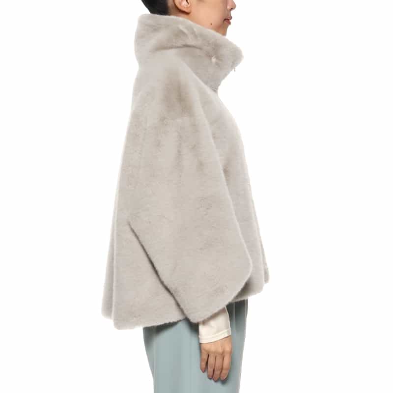 BARNEYS NEW YORK フェイクファー ショートブルゾン LIGHT GRAY