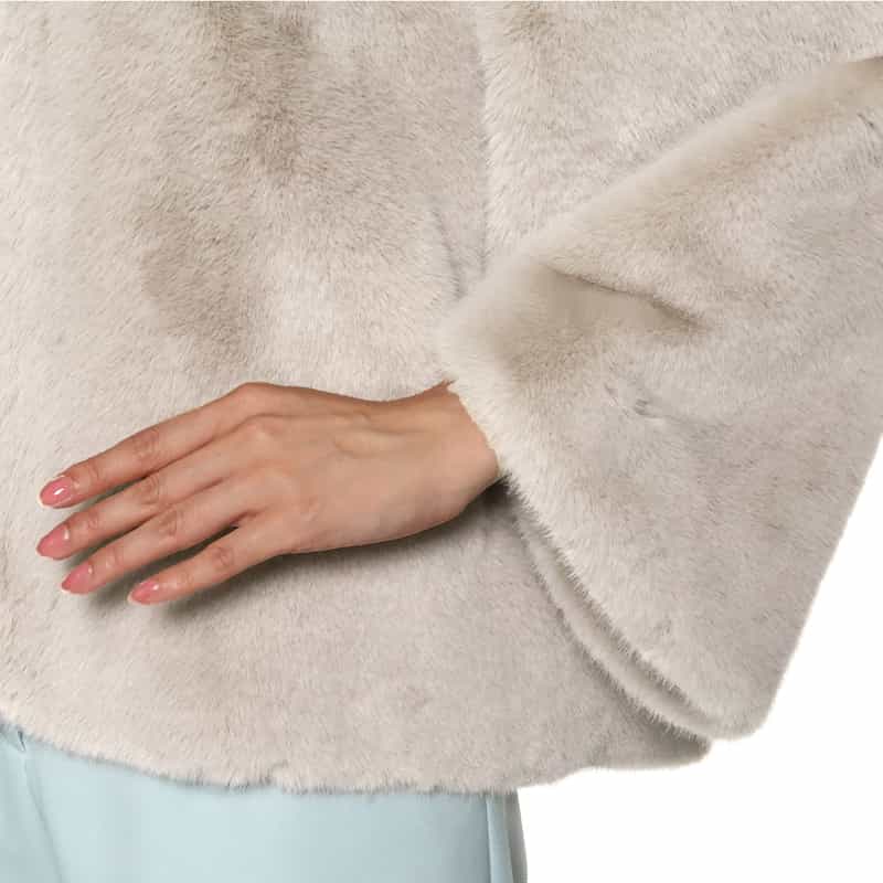 BARNEYS NEW YORK フェイクファー ショートブルゾン LIGHT GRAY