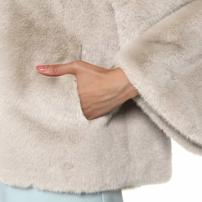 BARNEYS NEW YORK フェイクファー ショートブルゾン LIGHT GRAY