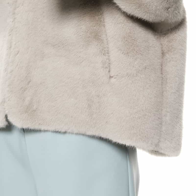 BARNEYS NEW YORK フェイクファー ショートブルゾン LIGHT GRAY