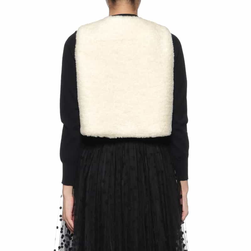 BARNEYS NEW YORK 異素材コンビネーション ジップアップベスト OFF WHITE