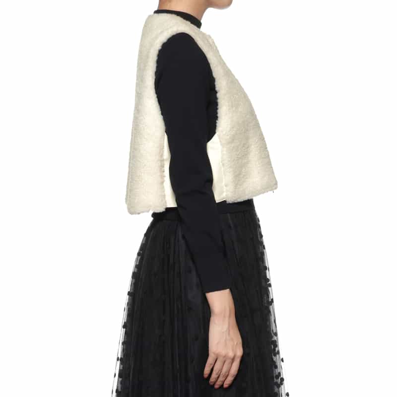 BARNEYS NEW YORK 異素材コンビネーション ジップアップベスト OFF WHITE