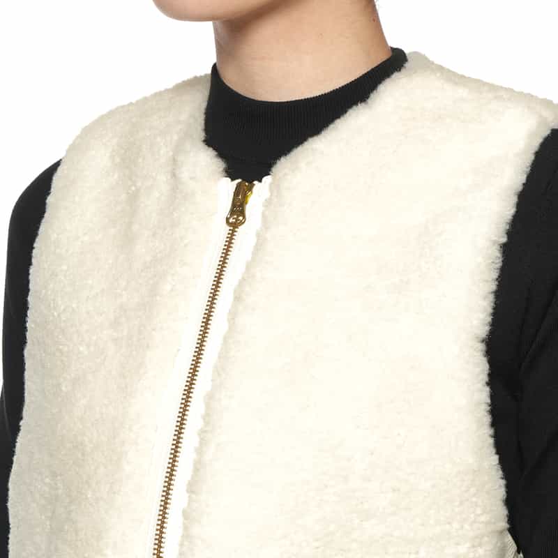 BARNEYS NEW YORK 異素材コンビネーション ジップアップベスト OFF WHITE