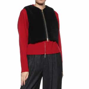 異素材コンビネーション ジップアップベスト