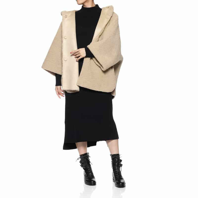 BARNEYS NEW YORK フード付き リバーシブルショートコート BEIGE