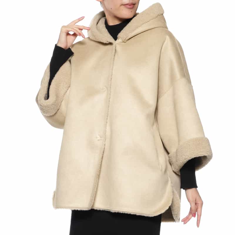 BARNEYS NEW YORK フード付き リバーシブルショートコート BEIGE