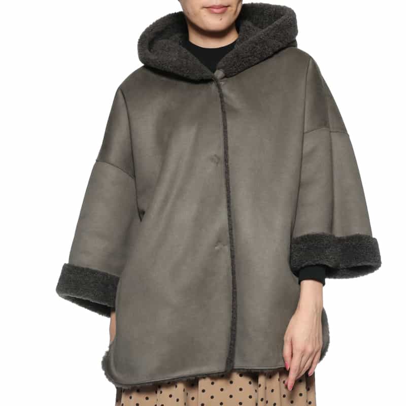 BARNEYS NEW YORK フード付き リバーシブルショートコート GRAY