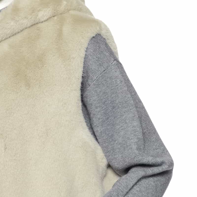 BARNEYS NEW YORK フェイクファー フーデッドロングジレ BEIGE