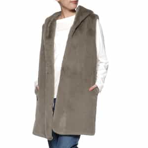 フェイクファー フーデッドロングジレ