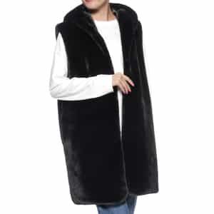 フェイクファー フーデッドロングジレ