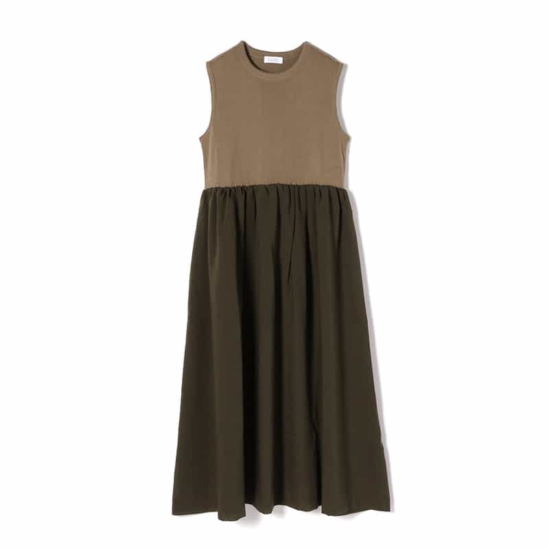 BARNEYS NEW YORK ウォッシャブル コンビネーションドレス BROWN