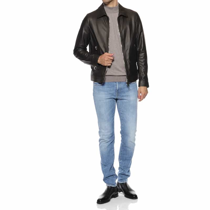 EMMETI EMMETI＜エンメティ＞ バーニーズ　ニューヨーク限定 シングルライダースジャケット"GIACOMO" DARK BROWN