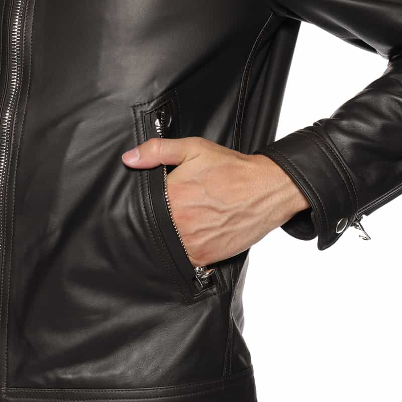 EMMETI EMMETI＜エンメティ＞ バーニーズ　ニューヨーク限定 シングルライダースジャケット"GIACOMO" DARK BROWN