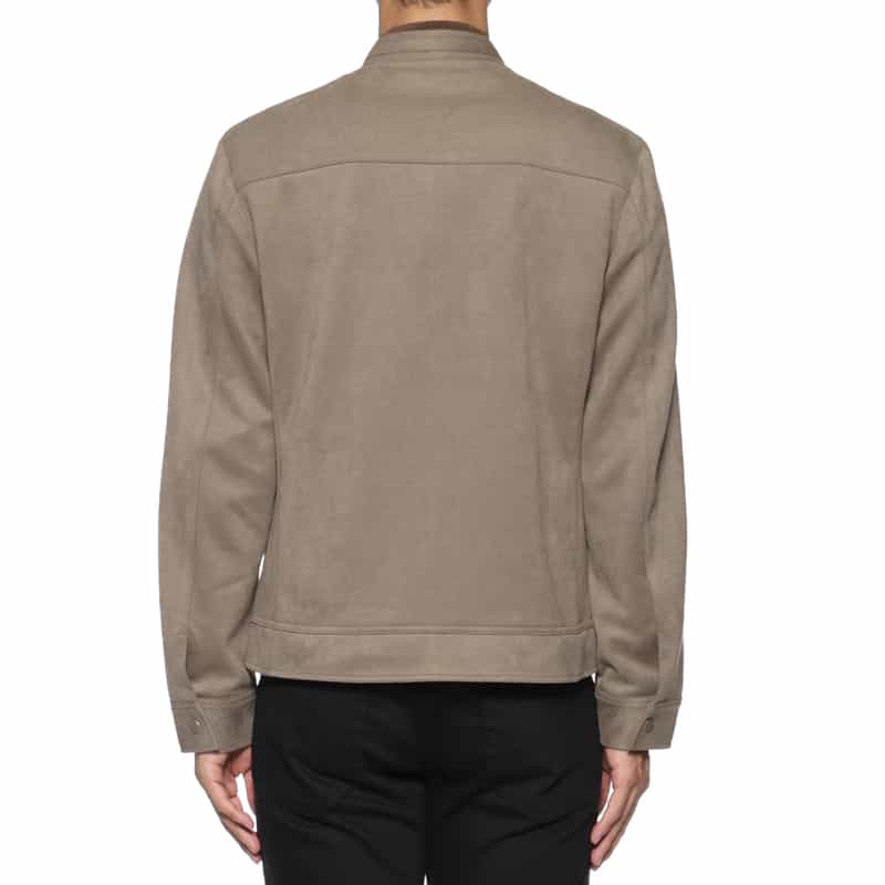BARNEYS NEW YORK ウォッシャブル フェイクスエード素材シングルライダースジャケット BEIGE