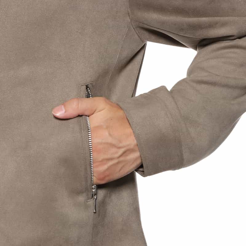 BARNEYS NEW YORK ウォッシャブル フェイクスエード素材シングルライダースジャケット BEIGE