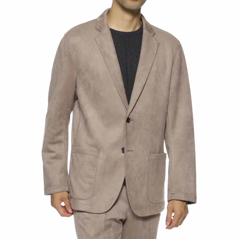 BARNEYS NEW YORK セットアップ ポンチ素材フェイクスエードジャケット BEIGE