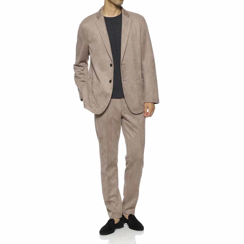 BARNEYS NEW YORK セットアップ ポンチ素材フェイクスエードジャケット BEIGE