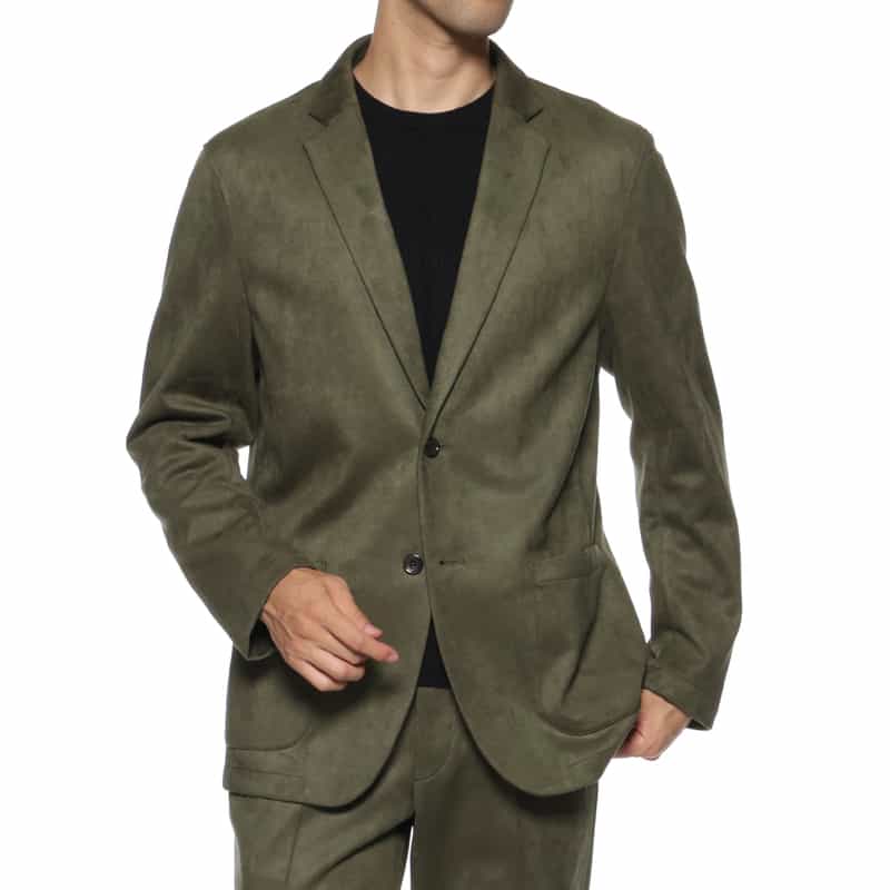 BARNEYS NEW YORK セットアップ ポンチ素材フェイクスエードジャケット KHAKI