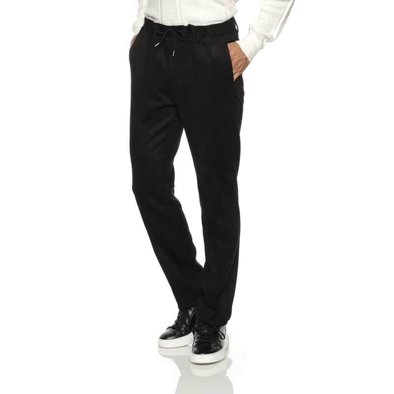 BARNEYS NEW YORK セットアップ ポンチ素材フェイクスエードパンツ BLACK