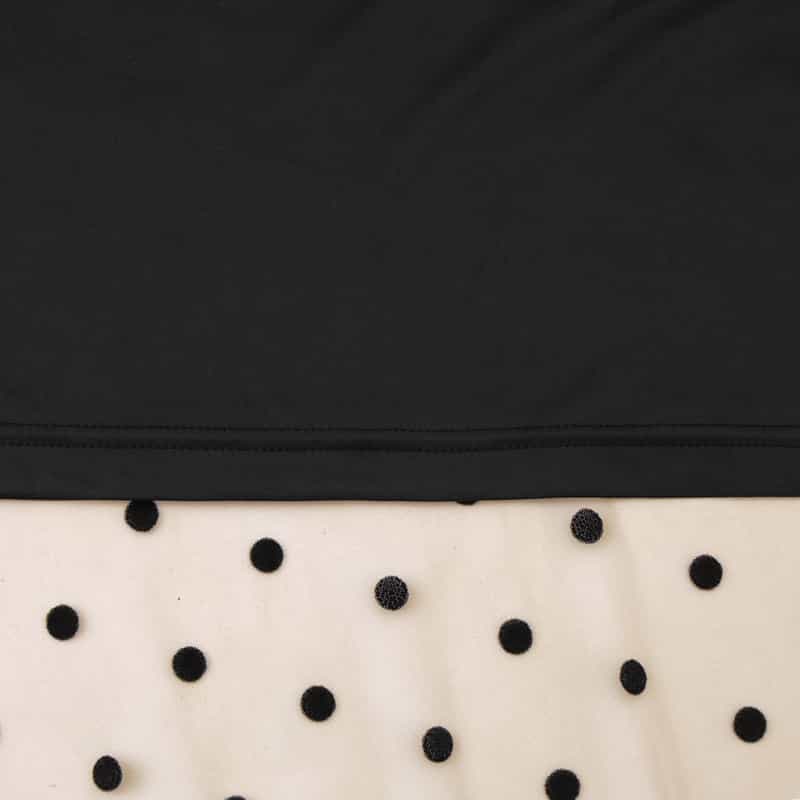 BARNEYS NEW YORK ウォッシャブル 異素材コンビネーション チュールドット柄フロッキードレス BEIGE