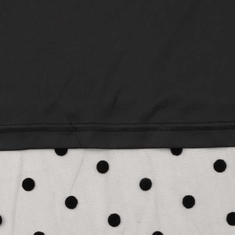 BARNEYS NEW YORK ウォッシャブル 異素材コンビネーション チュールドット柄フロッキードレス BLACK